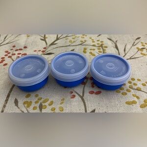 Tupperware Smidgets Mini 1 oz Containers Set of 3 Blue New Old Stock